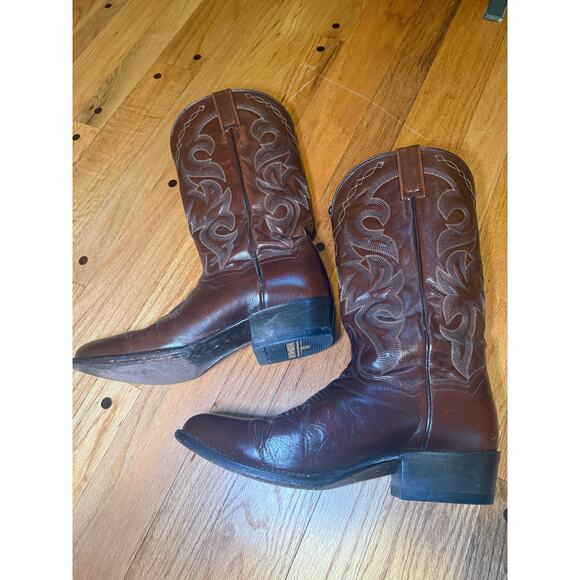 Dan Post Men's Sz 9D Brown Leather Cowboy Western Ranch Pull On Boots - Picture 9 of 11